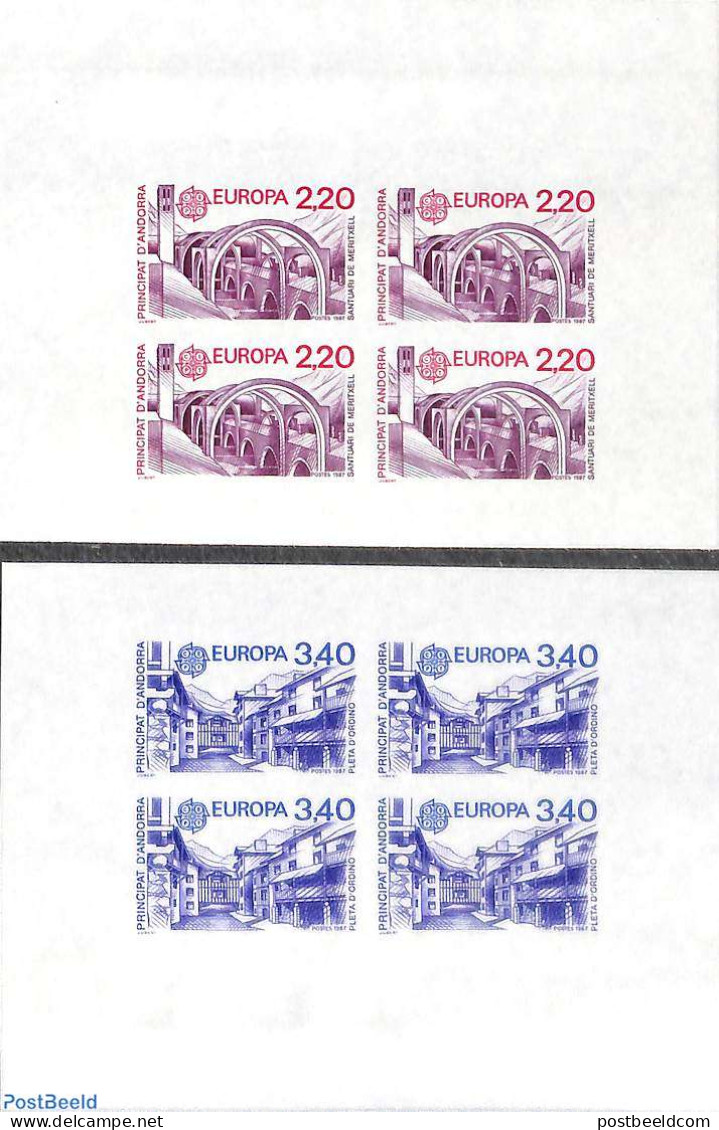 Andorra, French Post 1987 Europa 2v, Imperforated Blocks M/s With 4 Stamps, Mint NH, History - Europa (cept) - Art - M.. - Ongebruikt