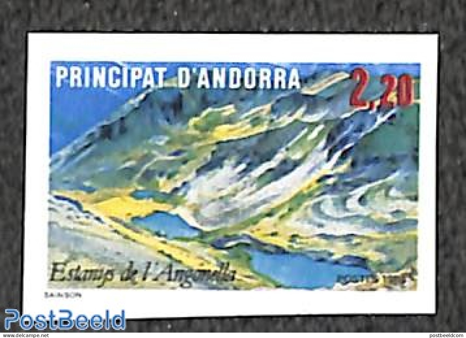 Andorra, French Post 1986 Angonella Lake 1v, Imperforated, Mint NH - Ongebruikt