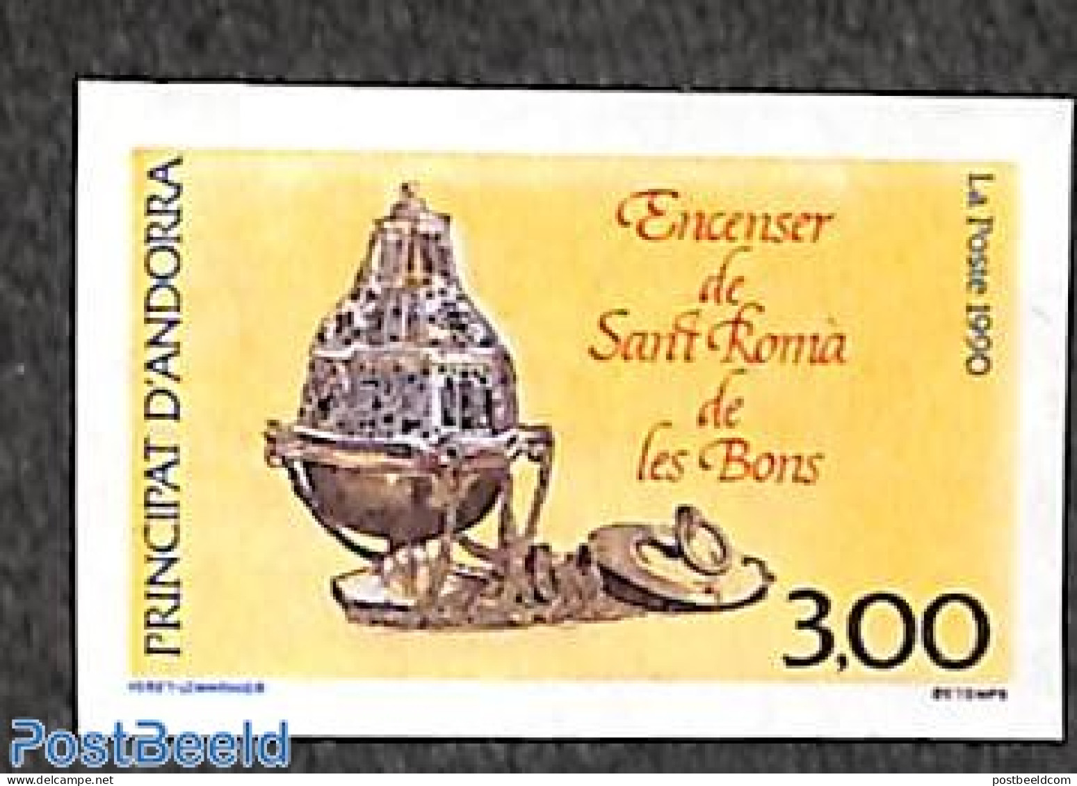 Andorra, French Post 1990 Cultural Heritage 1v, Imperforated, Mint NH - Nuovi