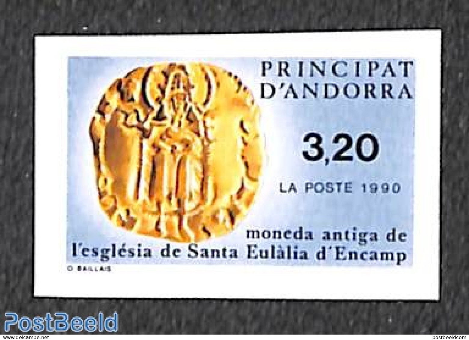 Andorra, French Post 1990 Medieval Coins 1v, Imperforated, Mint NH, Various - Money On Stamps - Ungebraucht