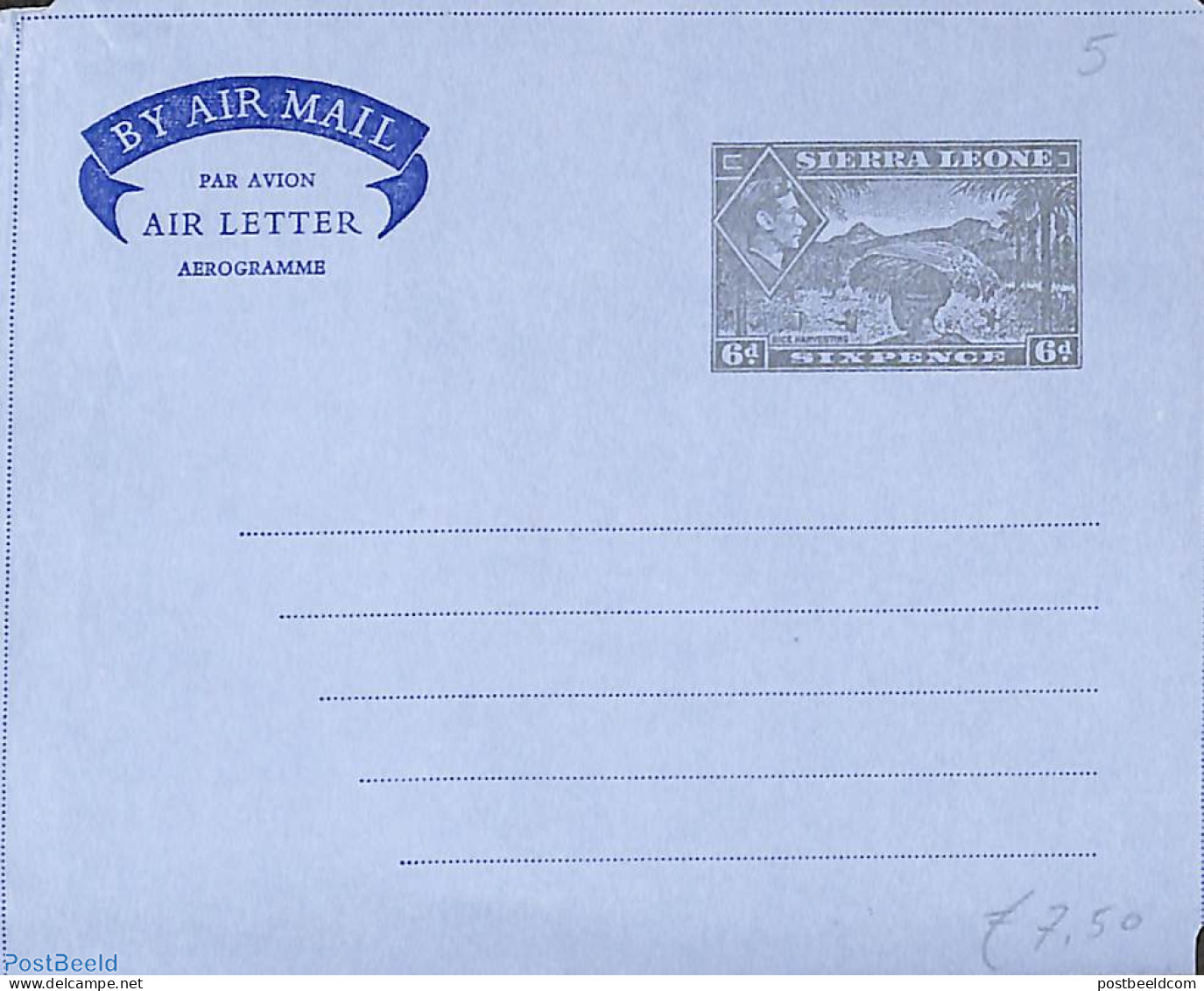 Sierra Leone 1955 Aerogramme 6d, Unused Postal Stationary - Autres & Non Classés