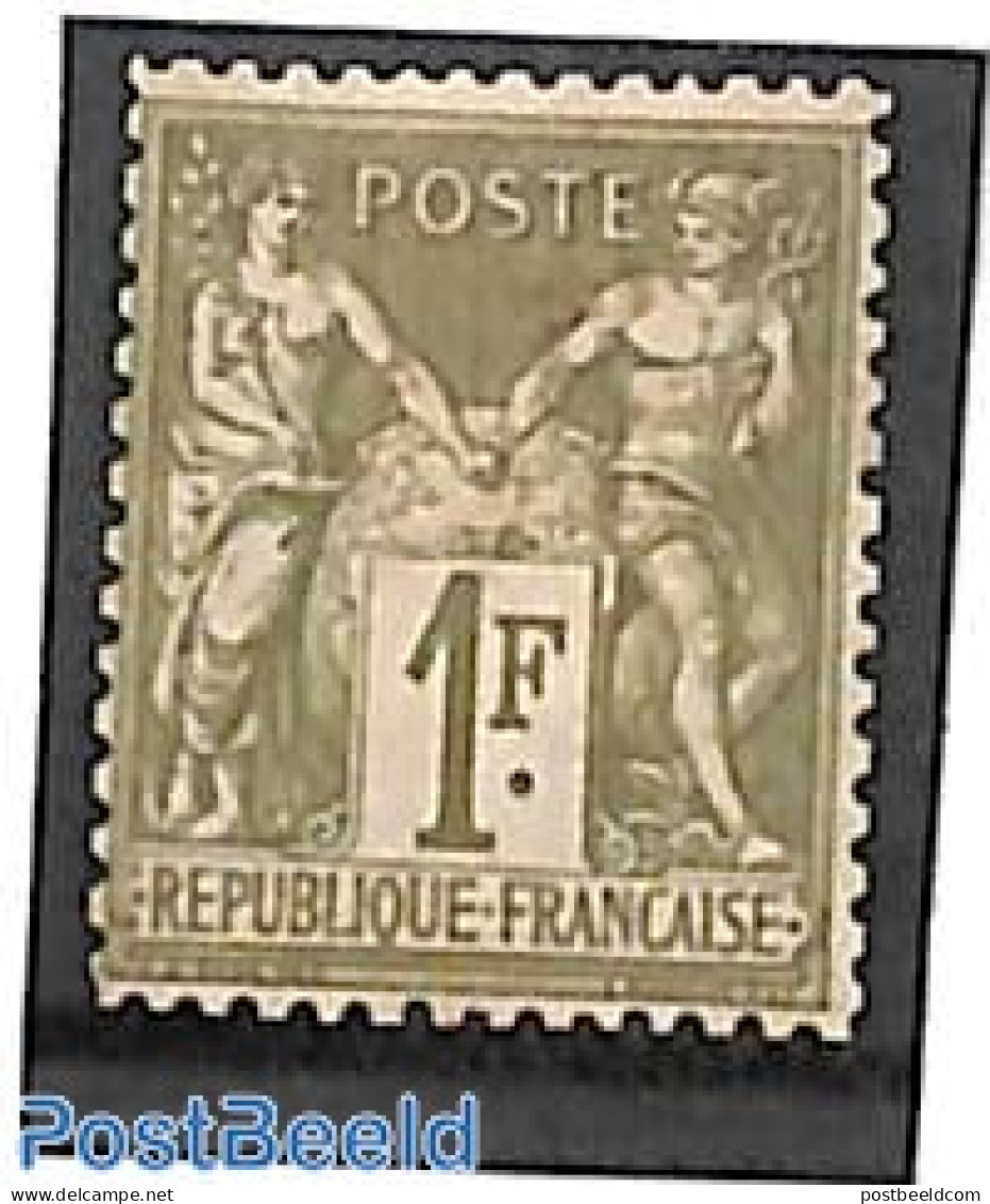 France 1876 1F, Type I, Stamp Out Of Set, Unused (hinged) - Ongebruikt