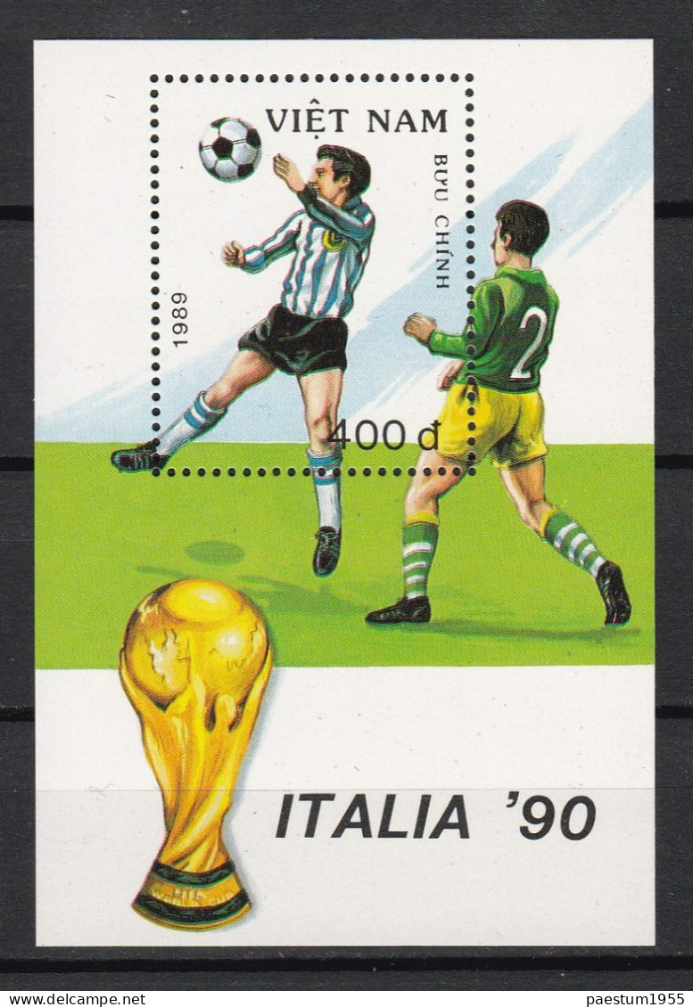 Feuillet Neuf** MNH 1989 Viêt-Nam Vietnam FIFA Coupe Du Monde FOOTBALL  "Italia'90" Mi:VN BL72, Sn:VN 2015, Yt:VN BF48 - Vietnam