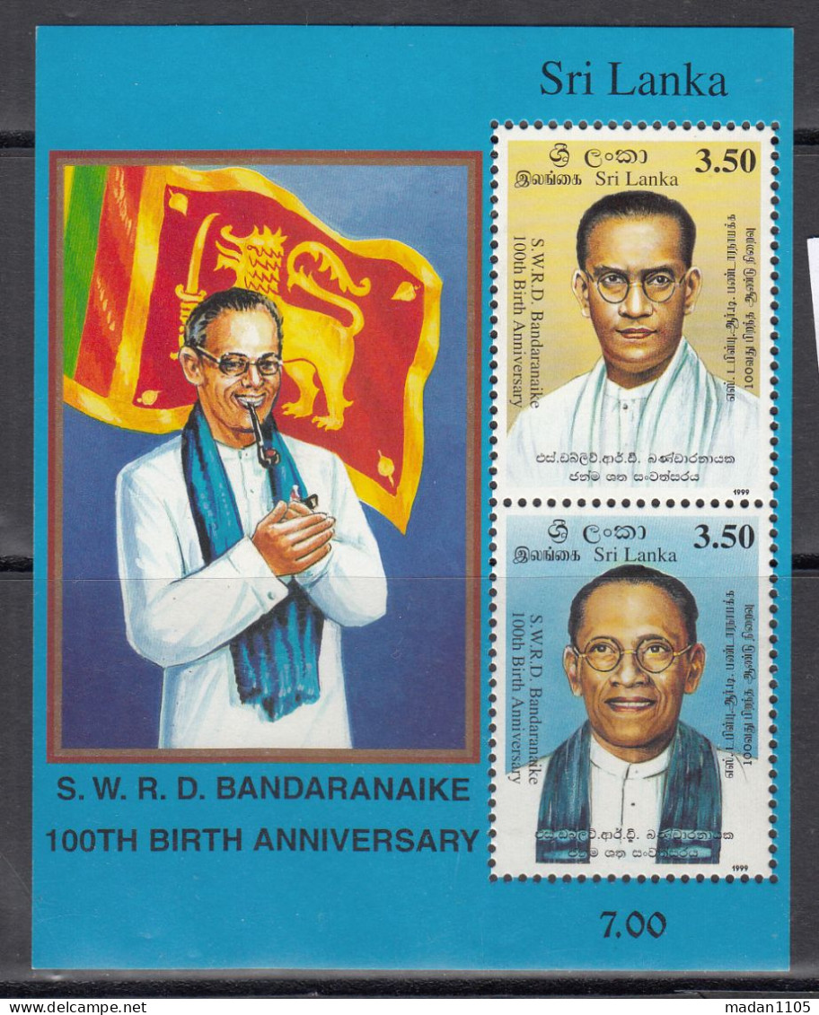 SRI LANKA,  1999, S.W.R.D. Bandaranaike, , MS, Miniature Sheet, MNH, (**) - Sri Lanka (Ceylon) (1948-...)