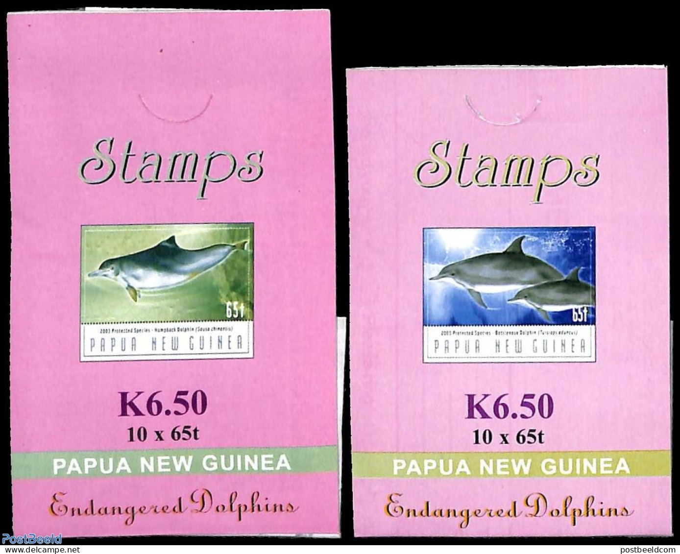 Papua New Guinea 2003 Dolphins 2 Booklets, Mint NH, Nature - Sea Mammals - Stamp Booklets - Unclassified
