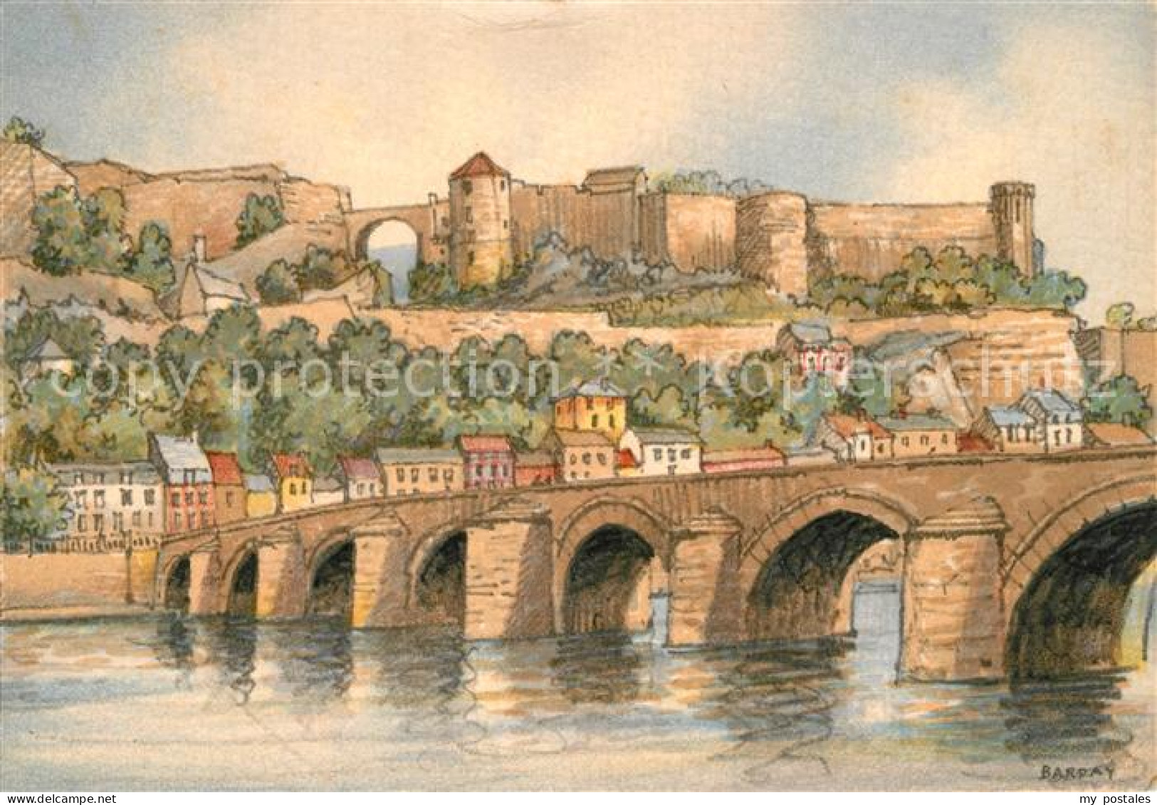 73342391 Namur Wallonie Pont De Jambes Et La Citadelle Dessin Kuenstlerkarte Nam - Namur