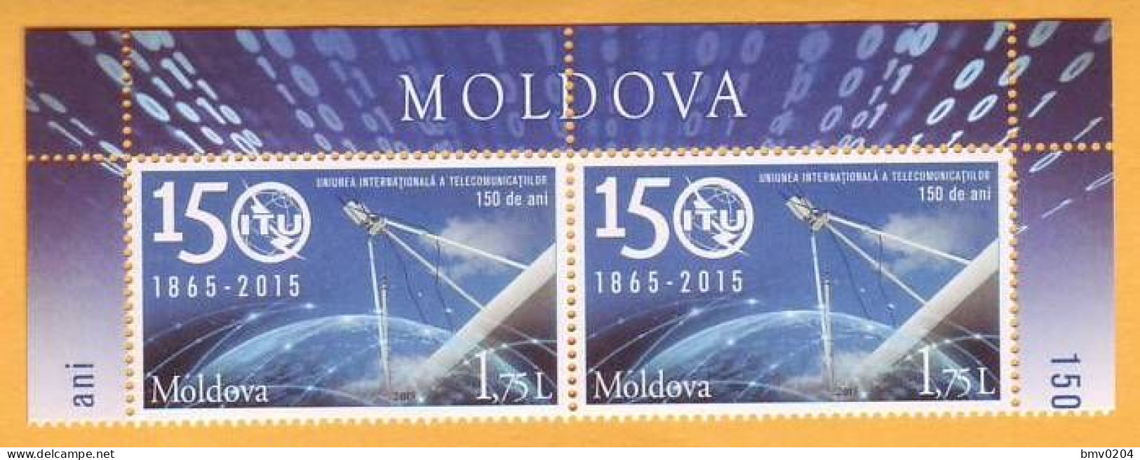 2015 Moldova Moldavie Moldau The International Telecommunications Union. 150 Years. Sputnik. Antenna  2v Mint - Moldova