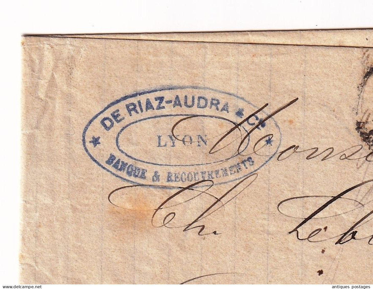 Lettre 1880 Sage 15c Lyon Rhône Pour Orange Vaucluse Riaz Audra Banque Recouvrement Bank Finance - 1876-1898 Sage (Type II)