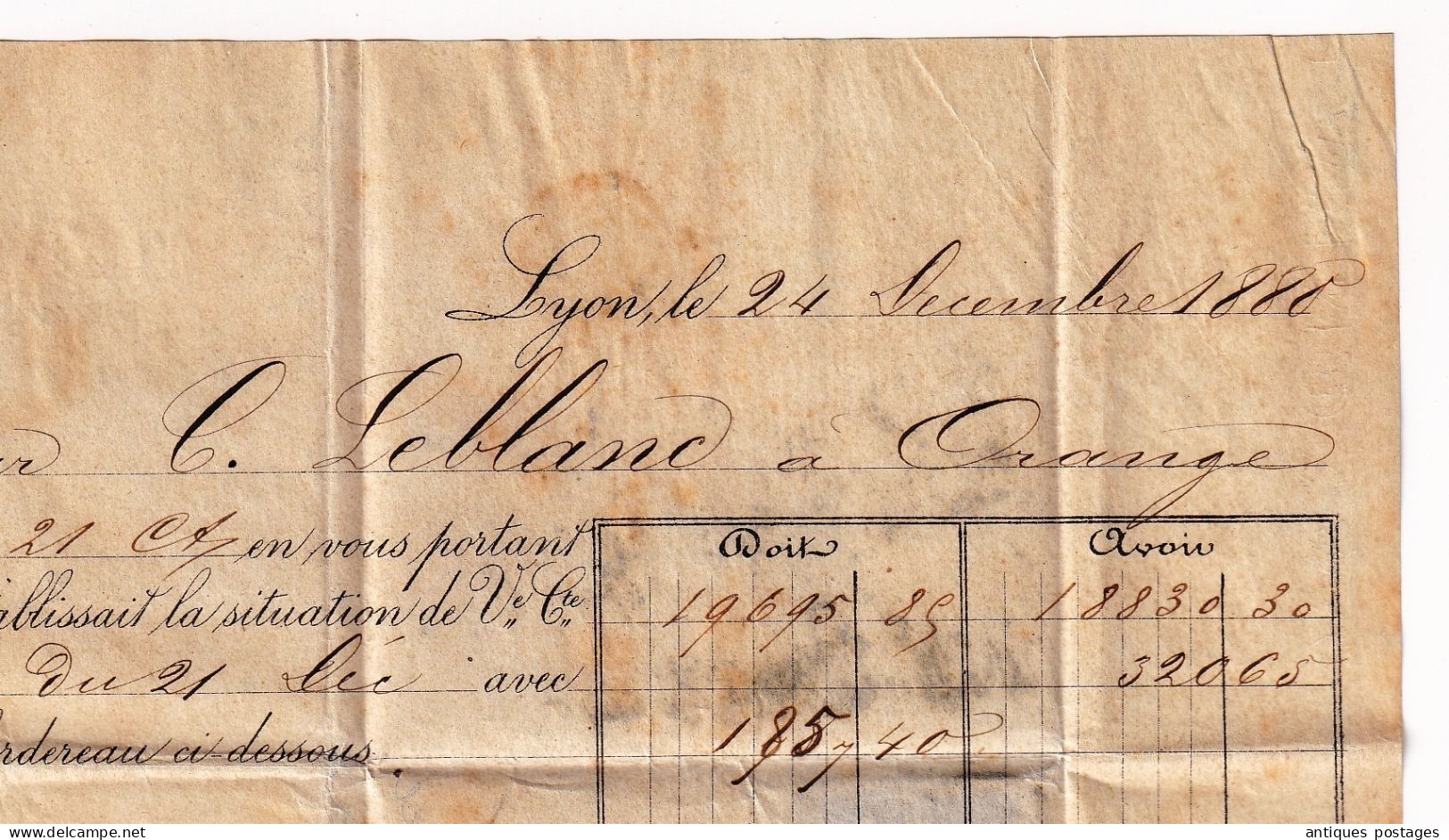 Lettre 1880 Sage 15c Lyon Rhône pour Orange Vaucluse Riaz Audra Banque Recouvrement Bank Finance