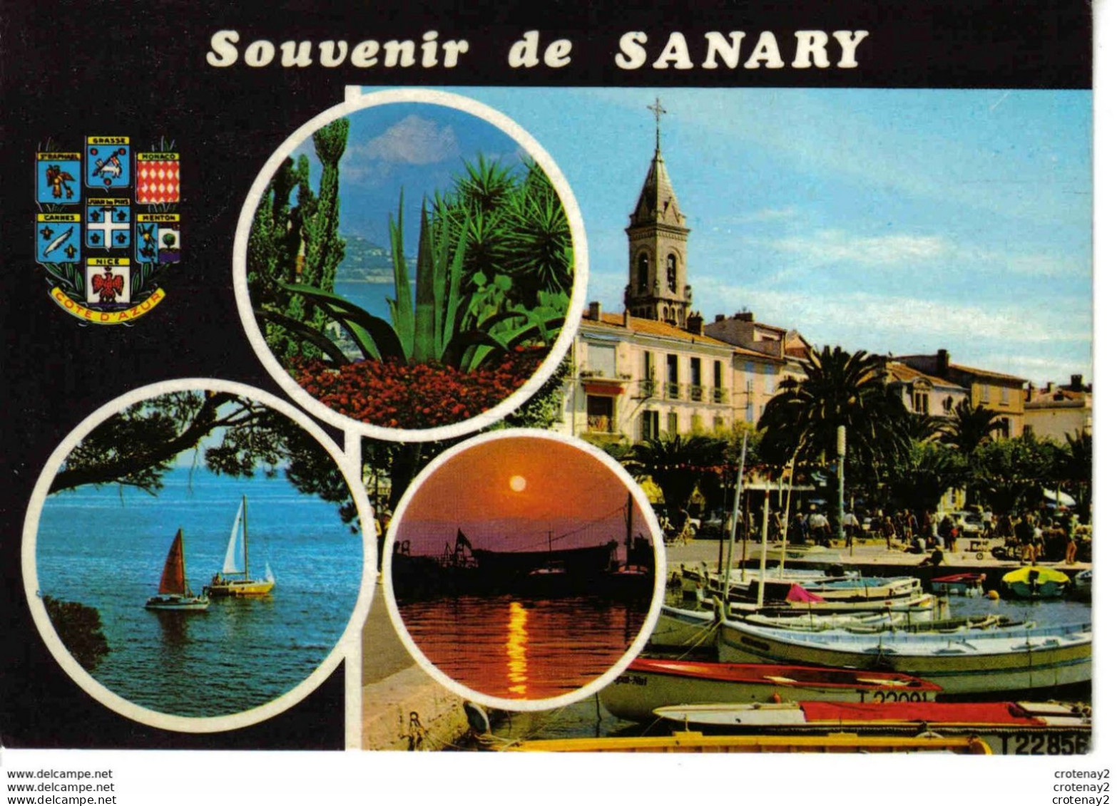 83 SANARY Multivues Et Blason N°1057 En 1983 - Sanary-sur-Mer