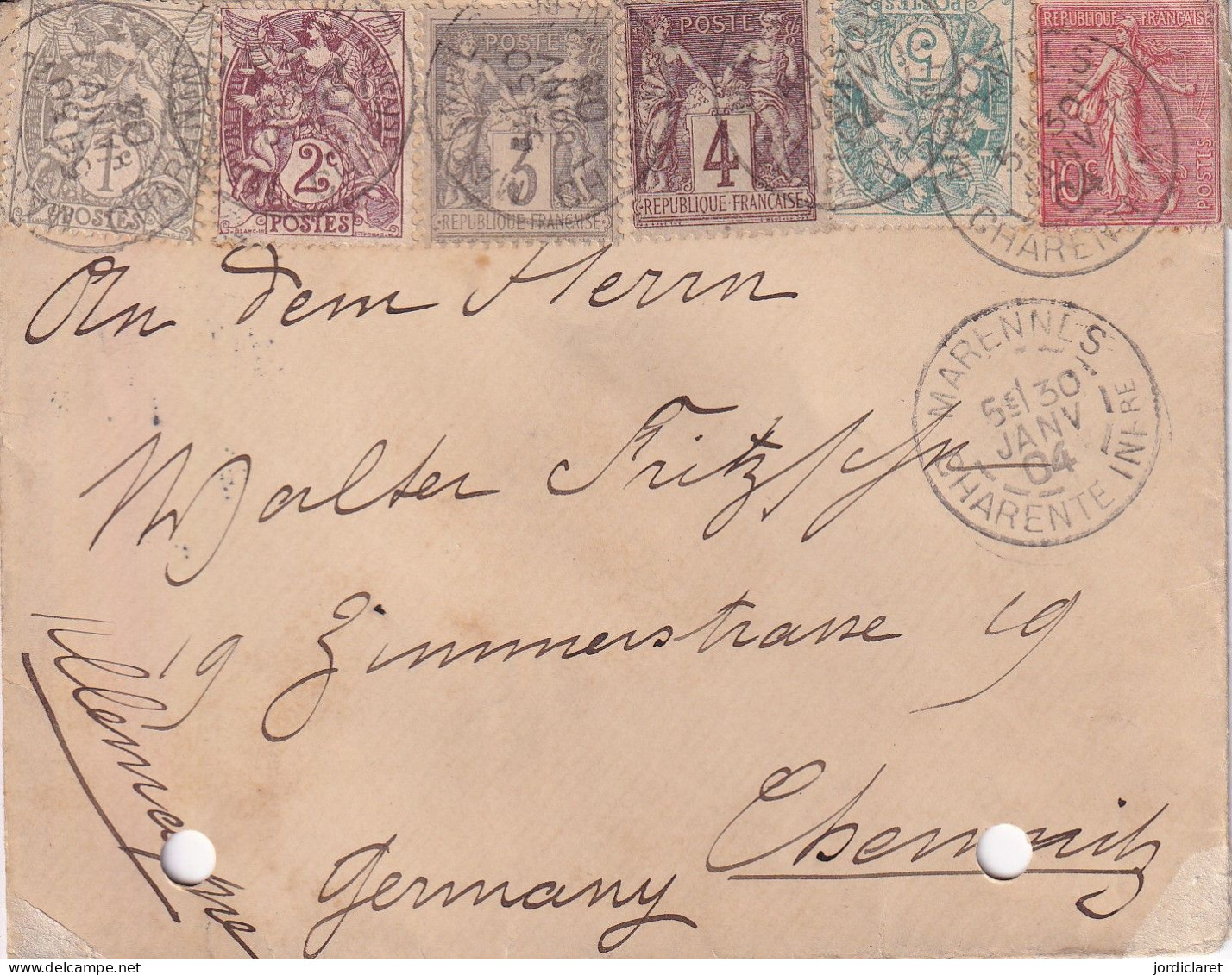LETTRE 1904  MARENNLS CHARENTE - Lettres & Documents
