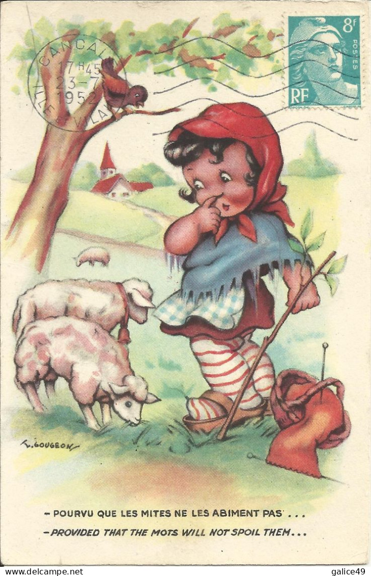 5254 CPA Petite Bergère Et Ses Moutons - Illustrateur Gougeon - Gougeon