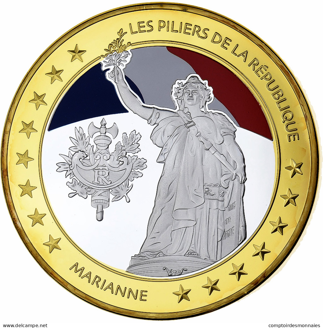 France, Médaille, Les Piliers De La République, Marianne, Cuivre Plaqué - Altri & Non Classificati