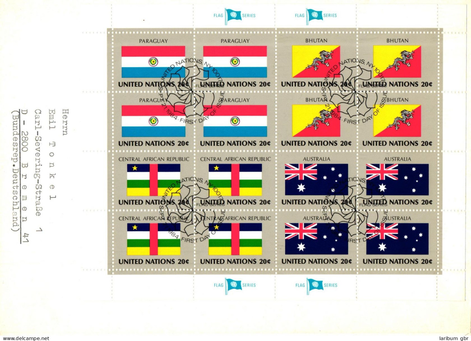 UNO New York 448-463 Als Ersttagsbrief Kleinbogensatz #HW980 - Other & Unclassified