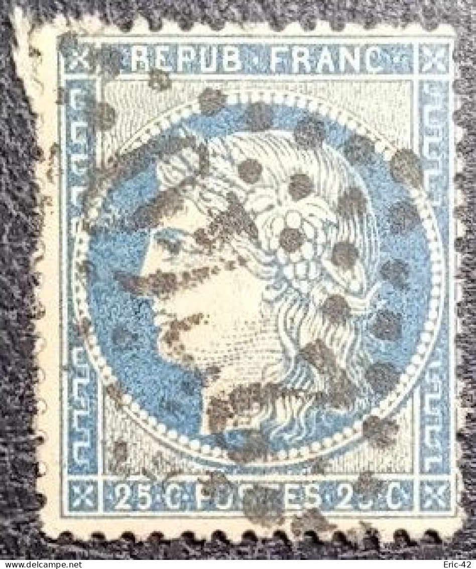 N°60A. Cérès 25c Bleu. Oblitéré Losange G.C. N°2740 Orléans - 1871-1875 Ceres