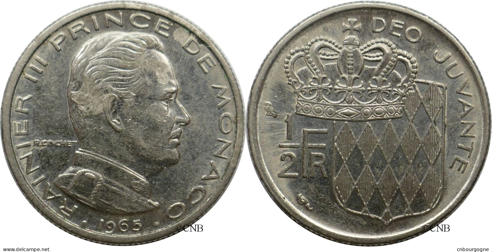 Monaco - Principauté - Rainier III - 1/2 Franc 1965 - TTB/XF45 - Mon6152 - 1960-2001 Nouveaux Francs