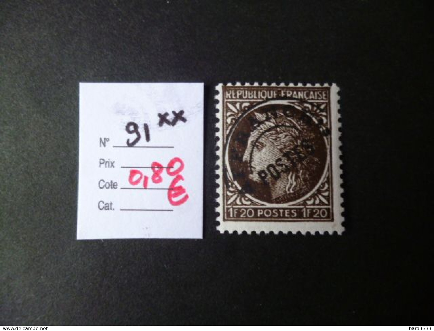 Timbre France Neuf ** Préoblitéré N° 91 Cote 0,80 € - 1893-1947