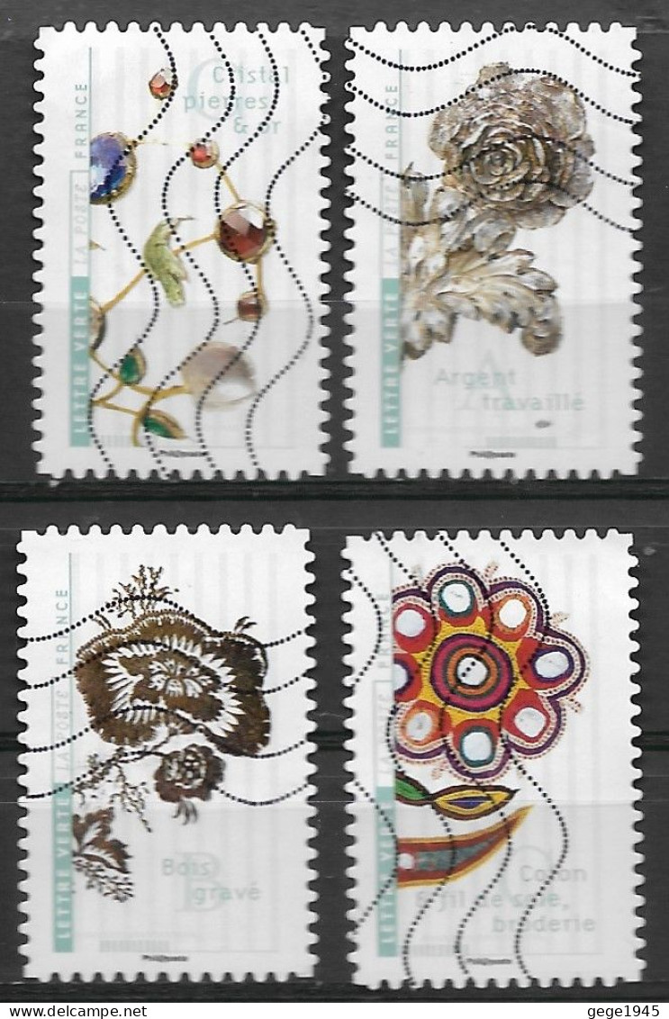 France 2017 Oblitéré Autoadhéifs  N° 1410 - 1412 - 1419 - 1421  "   Fleurs  &  Métiers D'art  " - Used Stamps