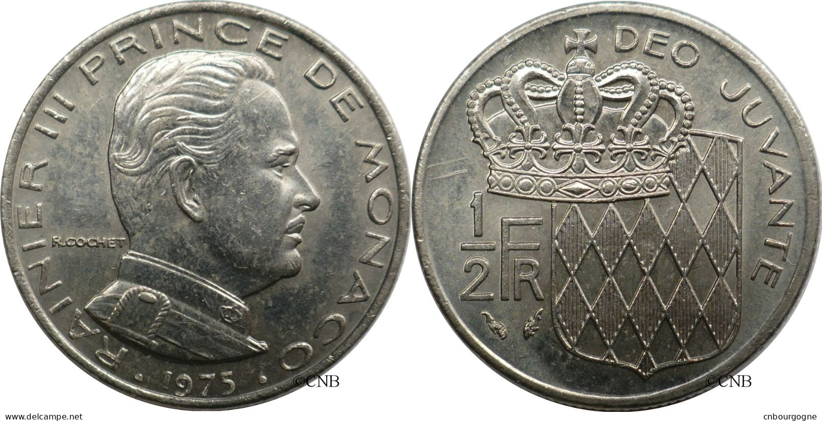 Monaco - Principauté - Rainier III - 1/2 Franc 1975 - SUP/MS60 - Mon6609 - 1960-2001 New Francs