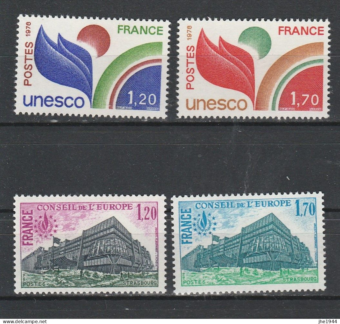 France Service N° 56 à 59 ** UNESCO Et Conseil De L'Europe 1978 - Ongebruikt