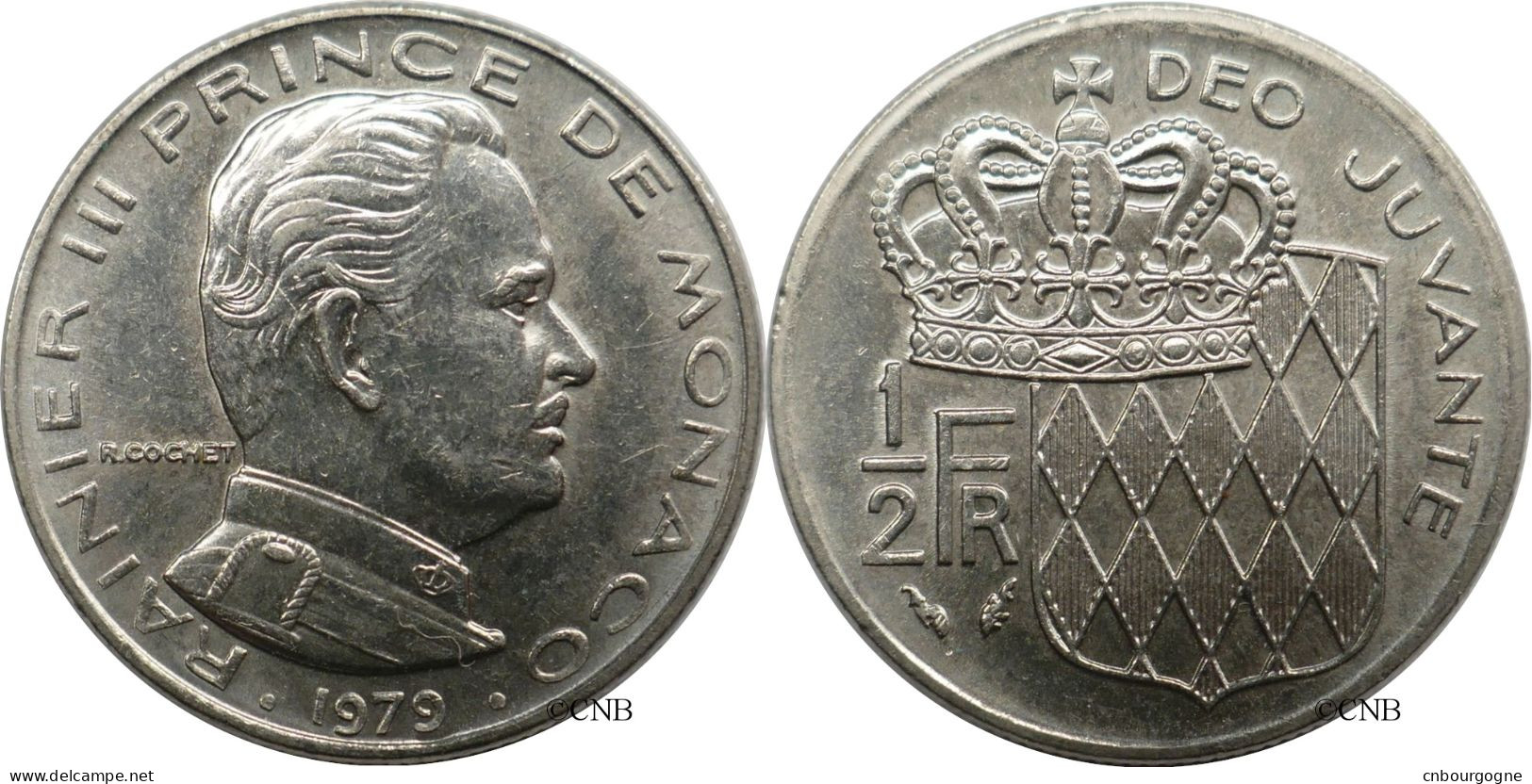 Monaco - Principauté - Rainier III - 1/2 Franc 1979 - SUP/AU58 - Mon6612 - 1960-2001 Nieuwe Frank