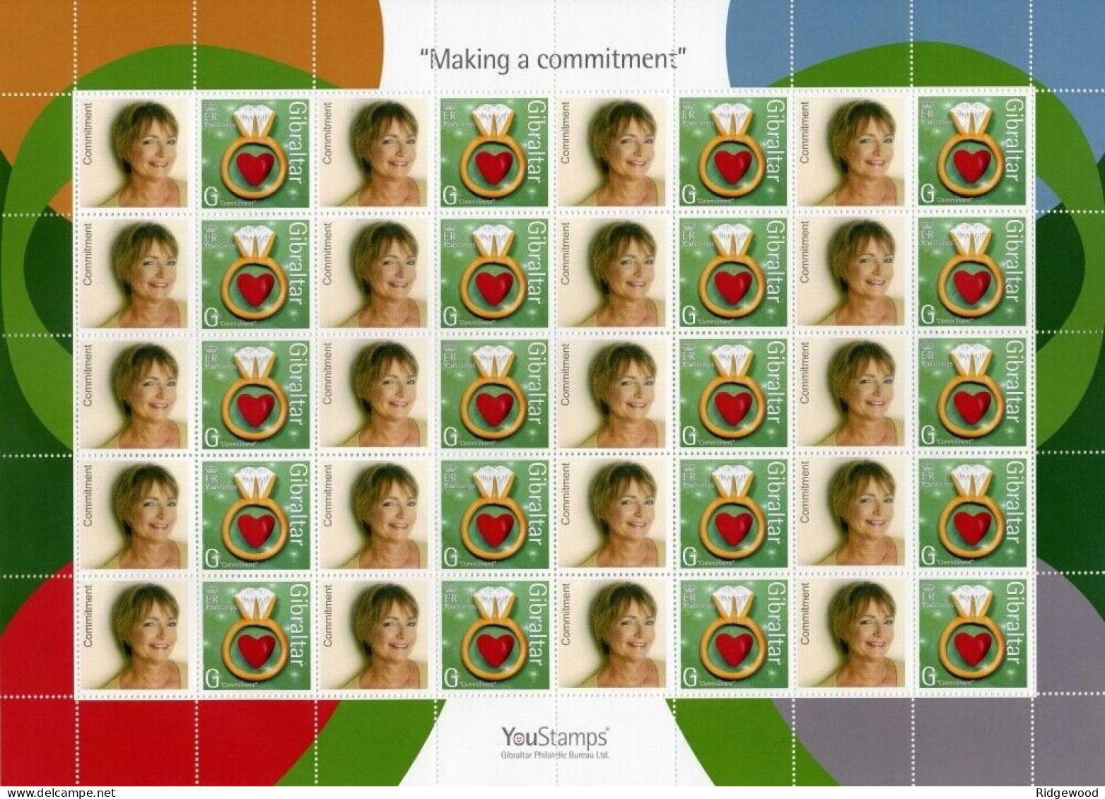 2007 Gibraltar - YouStamps© Stamp Sheet - Personalised "Making A Commitment" : 20 X G - MNH - Gibraltar