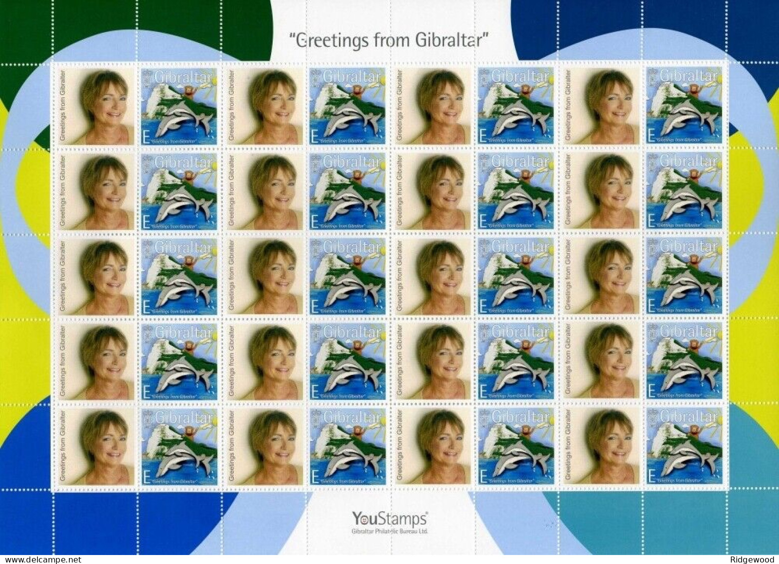 2007 Gibraltar - YouStamps© Stamp Sheet - Personalised "Greetings From Gibraltar"  : 20 X E- MNH - Gibraltar