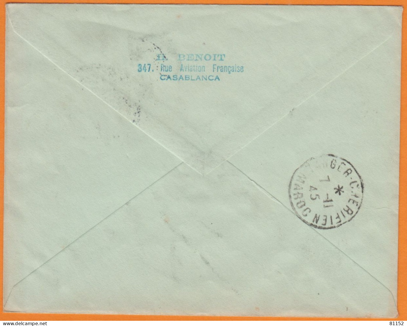 Maroc POSTE AERIENNE 2F Sur Lettre De CASABLANCA-POSTES  Le 6 II 1945 Avec " Reprise Service Postal Aérien " - Luchtpost