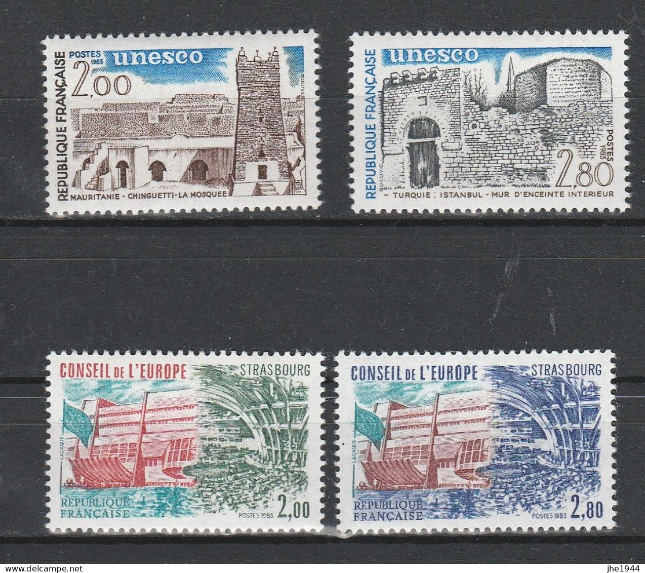 France Service N° 75 à 78 ** UNESCO Et Conseil De L'Europe 1983 - Mint/Hinged