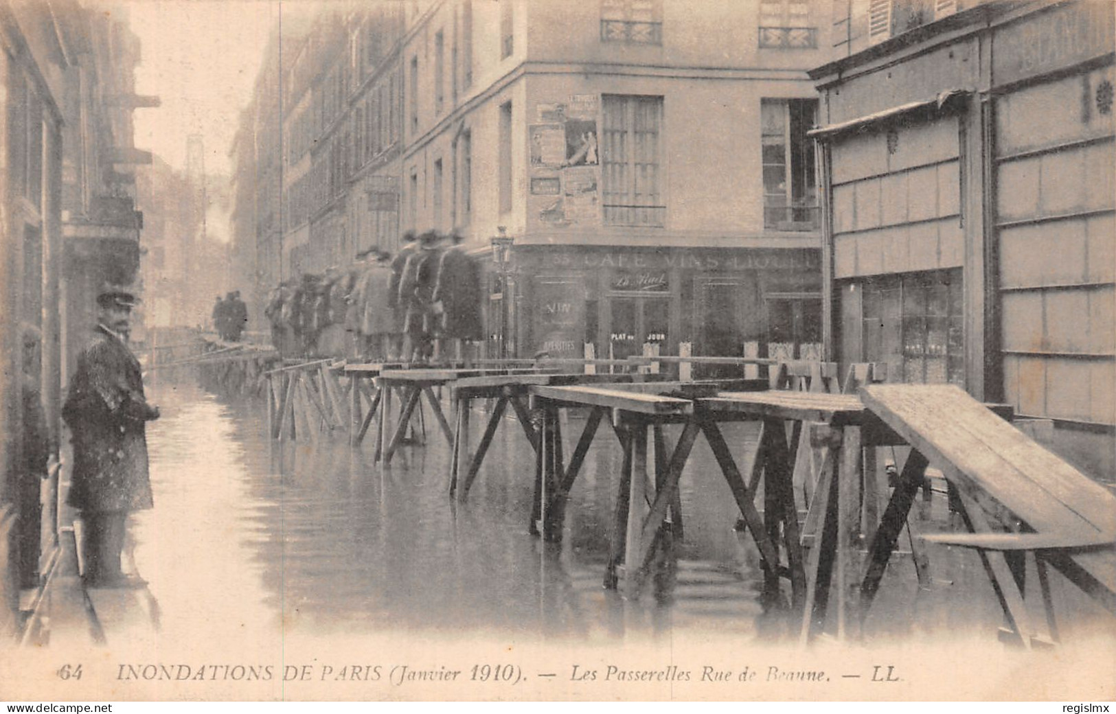 75-PARIS INONDE 1910 LES PASSERELLES RUE DE BEAUNE-N°T1071-C/0149 - Inondations De 1910