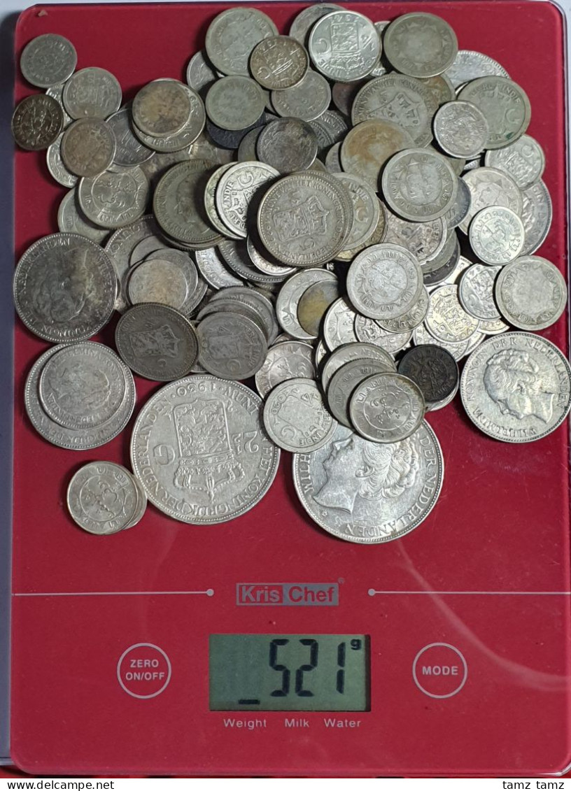 Lot 16.75 Troz Netherlands & Neth Indies Scrap Silver 1/10 - 2 1/2 Gulden Read Description - Collections
