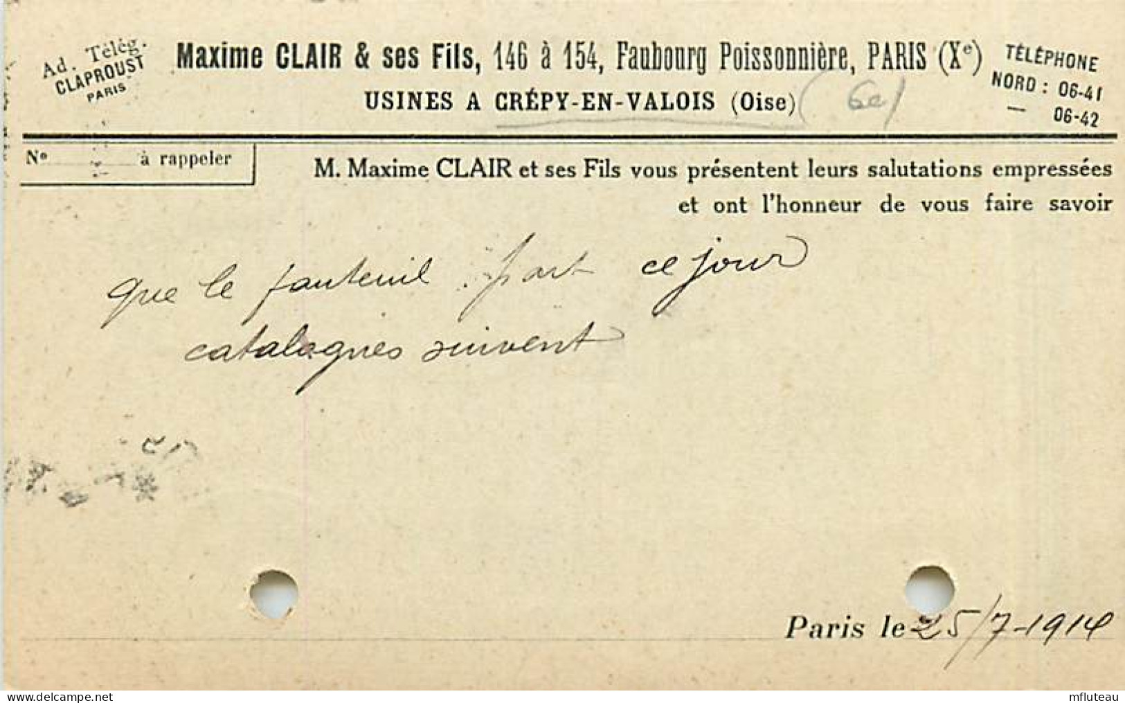 60* CREPY EN VALOIS  Correspondance Maxime  CLAIR      MA105,0504 - Crepy En Valois