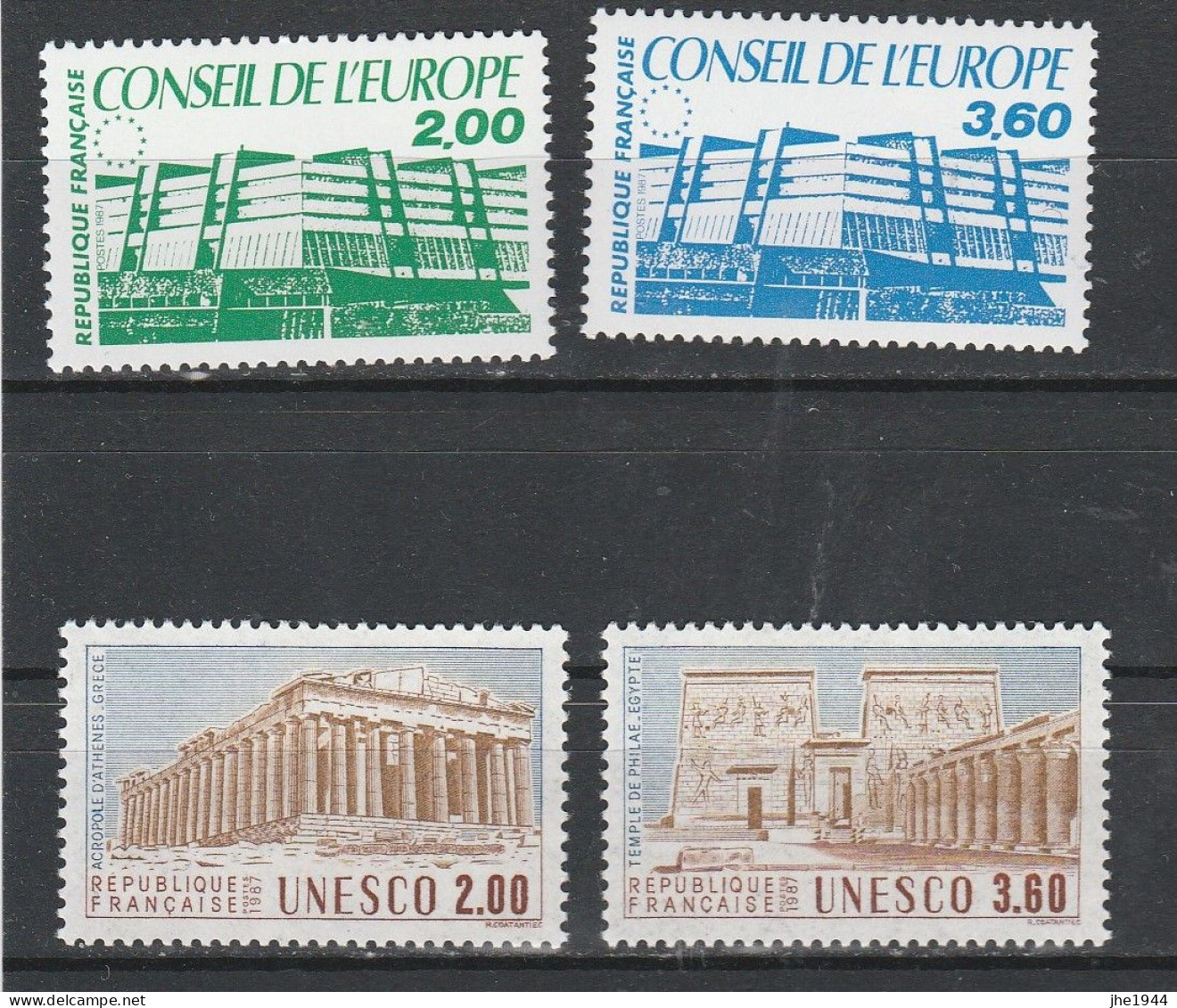 France Service N° 96 à 99 ** UNESCO Et Conseil De L'Europe 1987 - Neufs