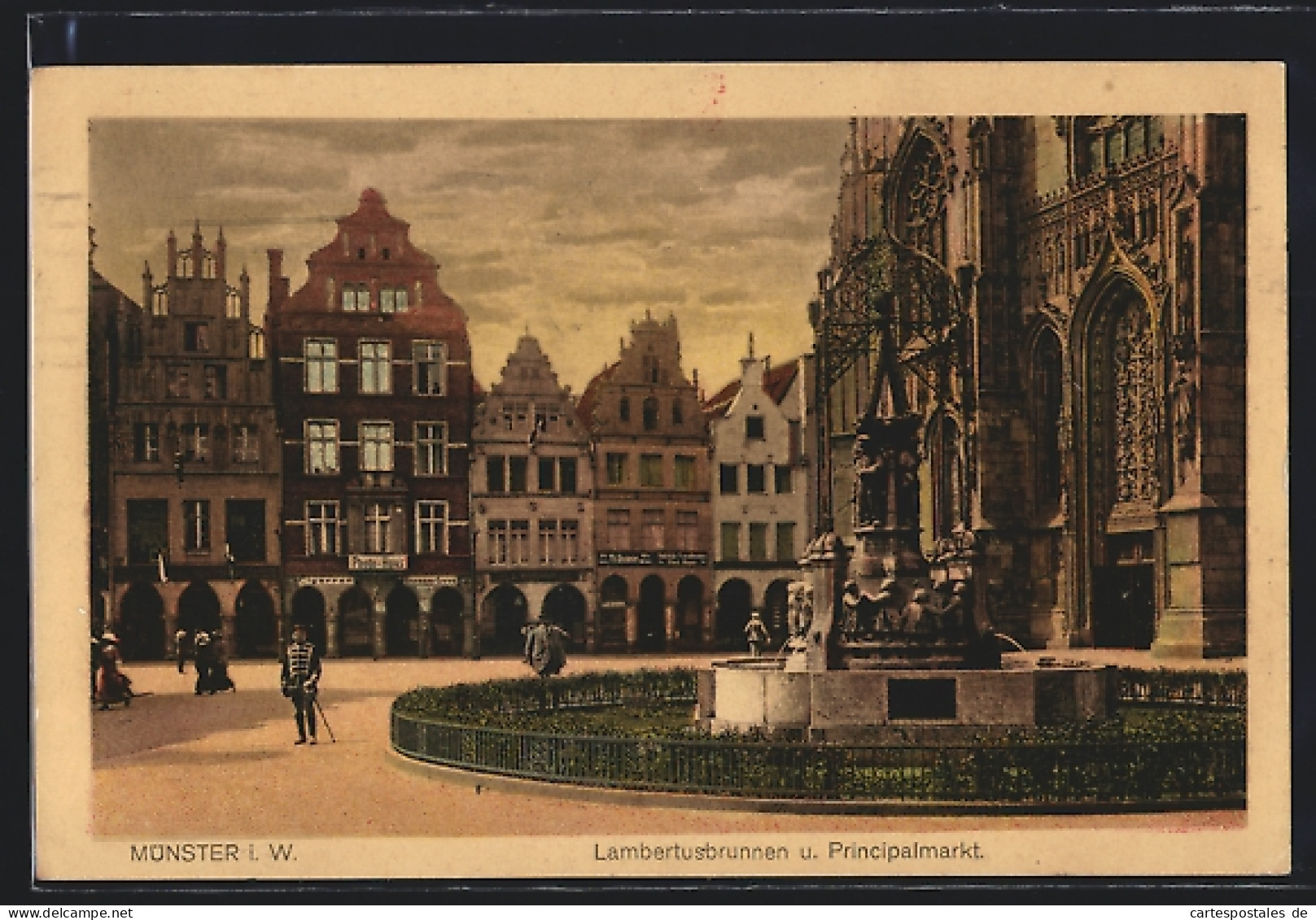 AK Münster I. W., Lambertusbrunnen Und Principalmarkt  - Münster