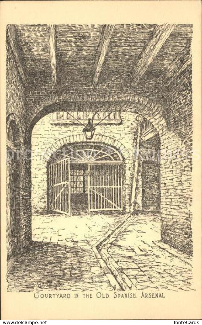 11712631 New_Orleans_Louisiana Courtyard Old Spanish Arsenal History Illustratio - Other & Unclassified