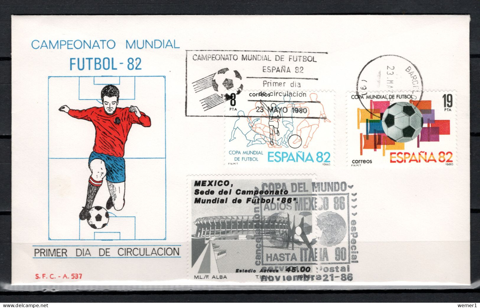 Spain / Mexico 1980/1986 Football Soccer World Cup Commemorative Cover - 1986 – Mexico