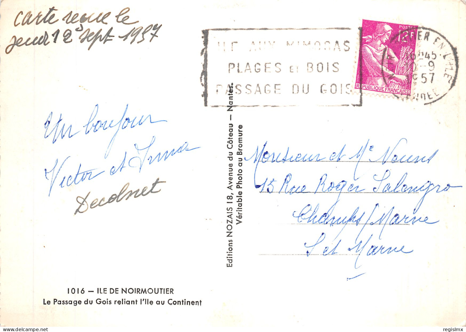 85-ILE DE NOIRMOUTIER-N°T1074-B/0329 - Ile De Noirmoutier