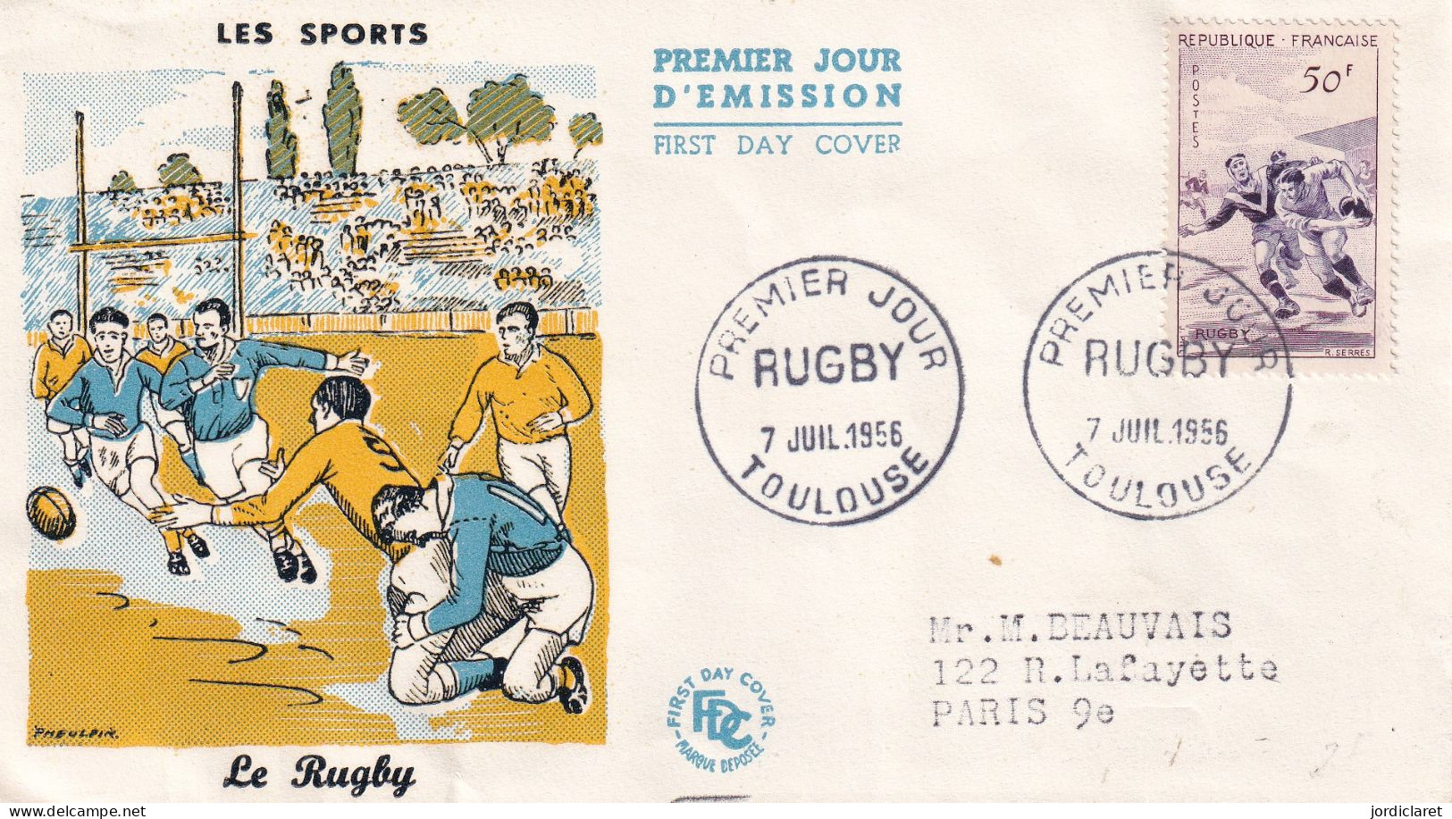 FDC 1956 FRANCIA - Rugby