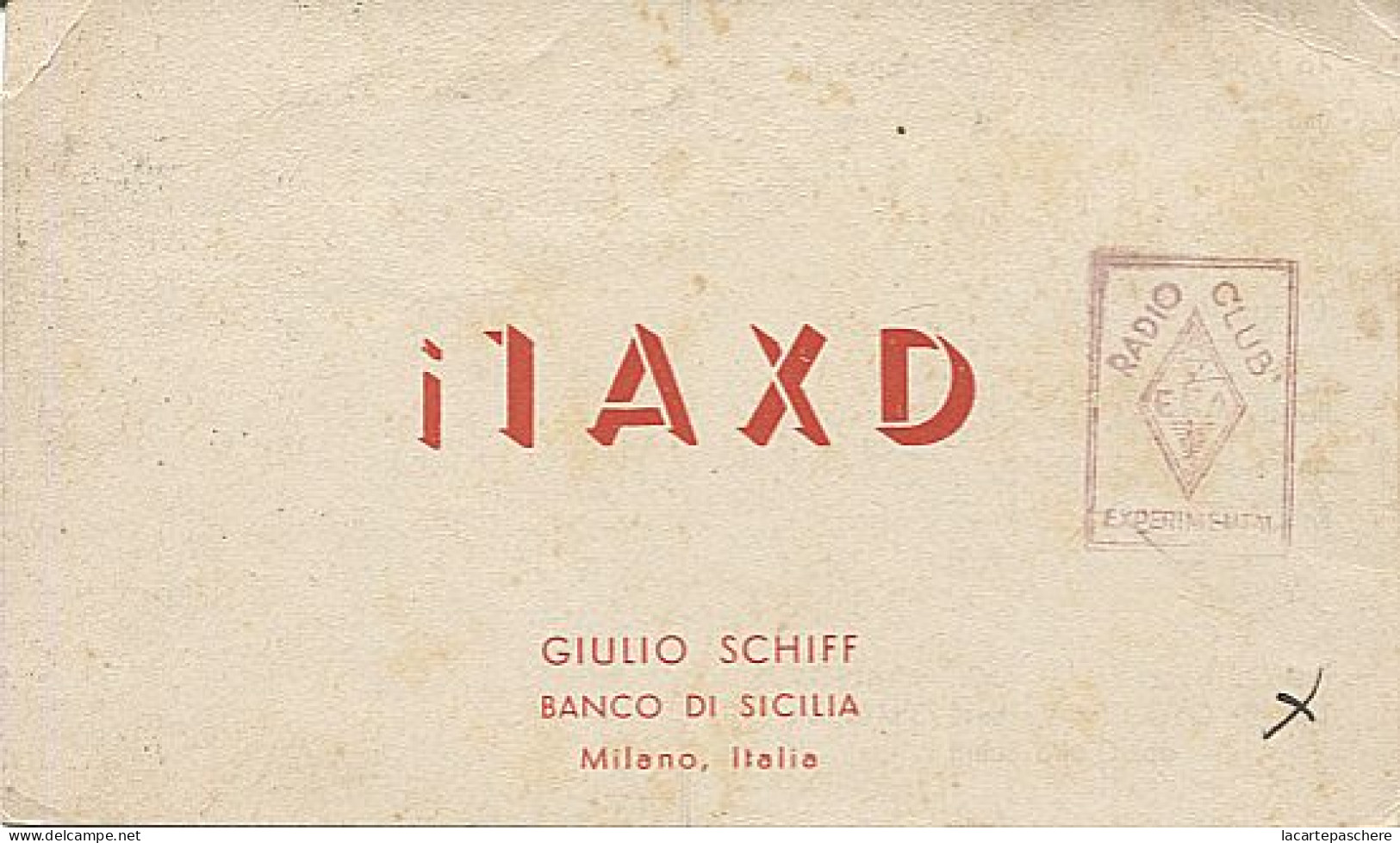 X120941 CARTE QSL RADIO AMATEUR I1AXD ITALIE ITALY ITALIA LOMBARDIE LOMBARDIA MILAN MILANO EN 1948 - Radio-amateur