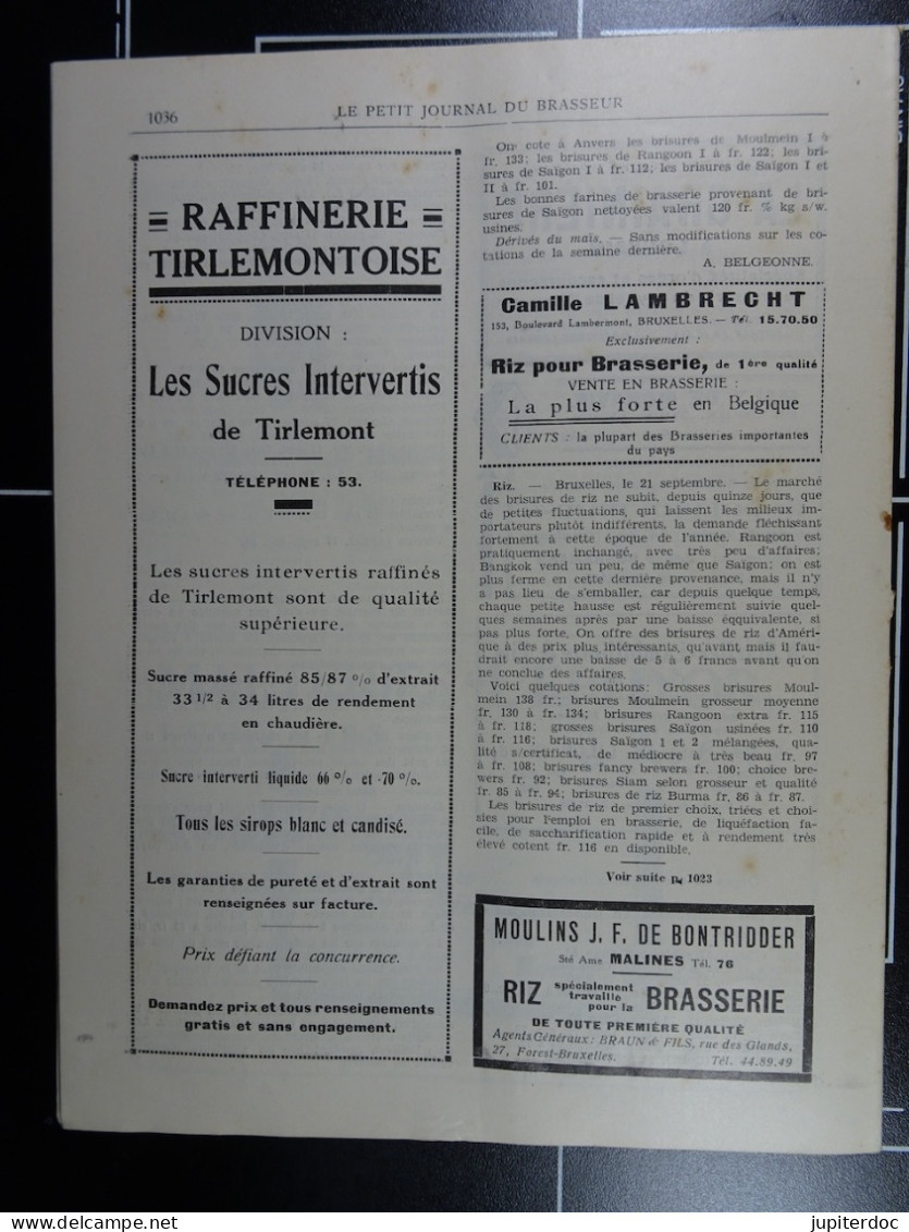 Le Petit Journal Du Brasseur N° 1692 De 1932 Pages 1010 à 1036 Brasserie Belgique Bières Publicité Matériel Brassage - 1900 - 1949