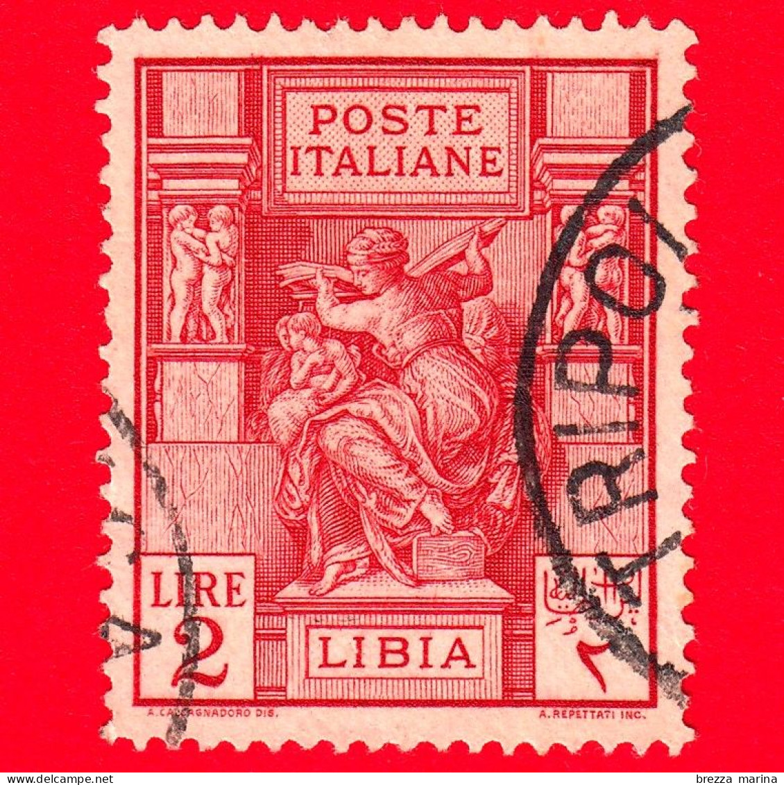 ITALIA - Colonie - LIBIA - Usato - 1926 - Sibilla, Senza Filigrana - Sibilla Libica, Dentellati 11 - 2 - Libya