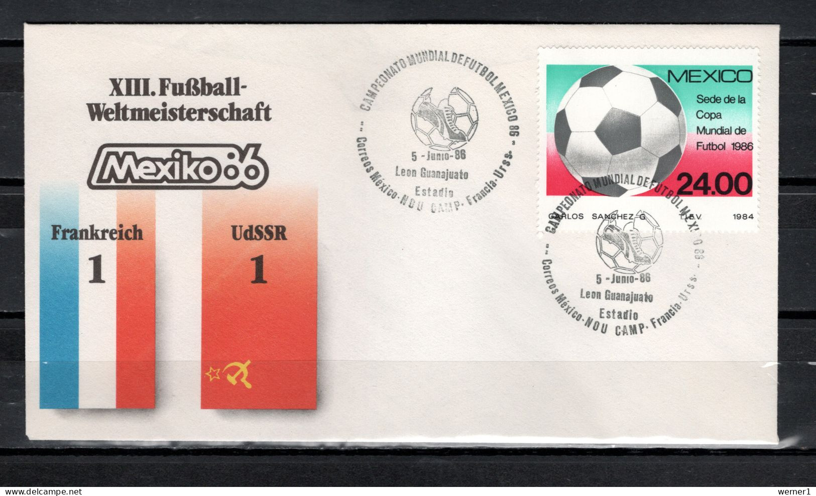 Mexico 1986 Football Soccer World Cup Commemorative Cover Match France - USSR 1 : 1 - 1986 – Mexiko