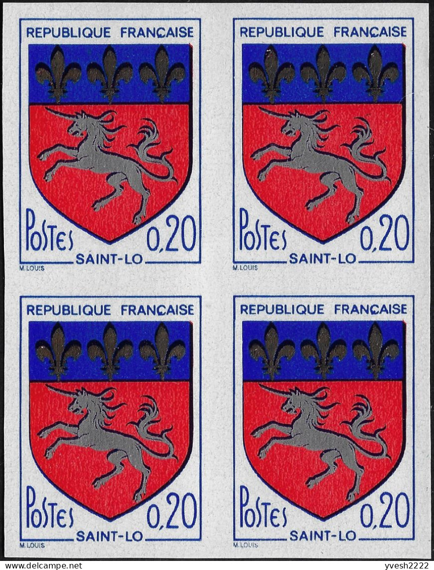 France 1966 Y&T 1510a En Bloc De 4. Armoiries De Saint-Lô. Licorne - Mitologia
