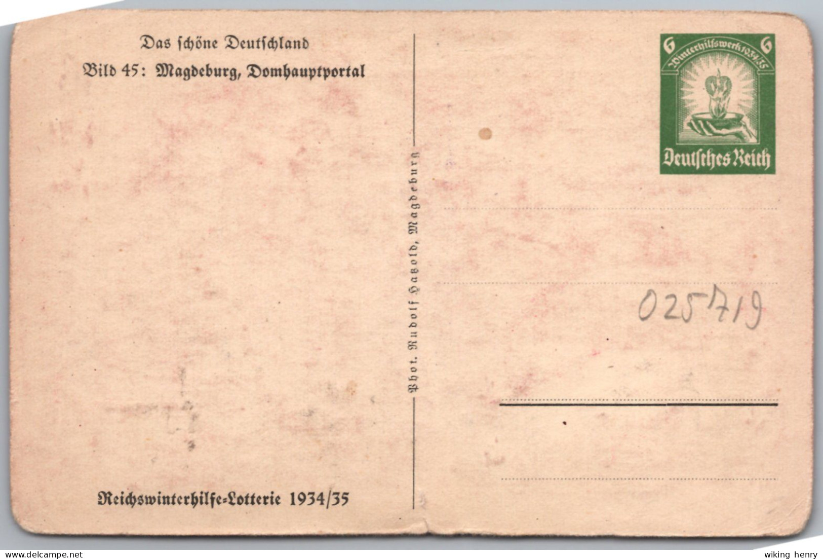 Magdeburg - S/w Domhauptportal -   Ganzsache Reichswinterhilfe 1934 / 35 - Maagdenburg