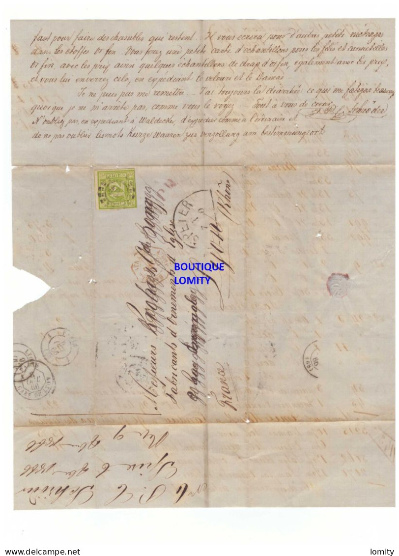 Allemagne Baviere Lettre Brief Cover Letter Cachet 1866 Timbre Y&T N°13 Cote 350€ Speyer Pour Lyon France - Covers & Documents