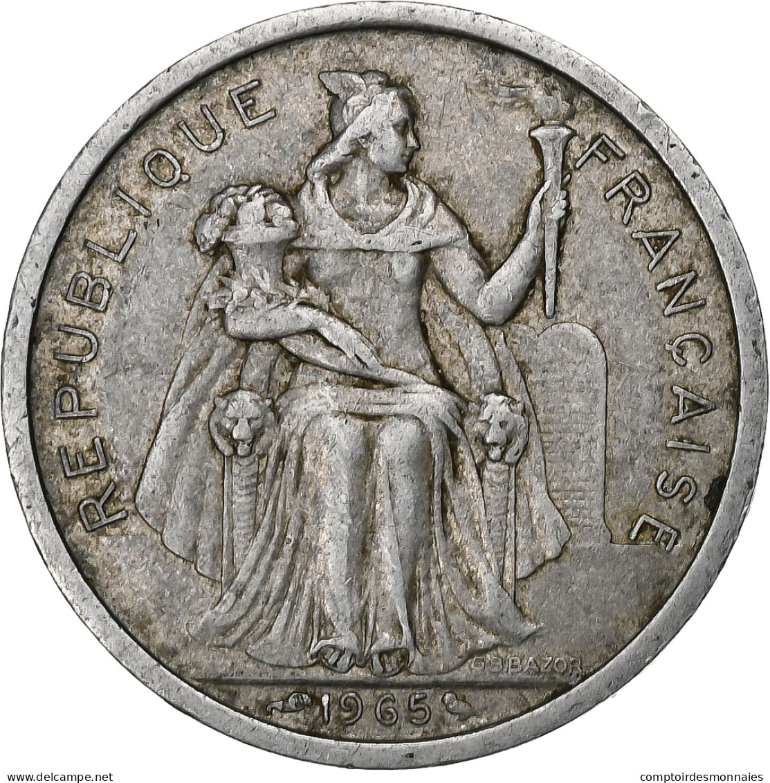 Polynésie Française, 2 Francs, 1965, Aluminium, TTB, KM:3 - Frans-Polynesië