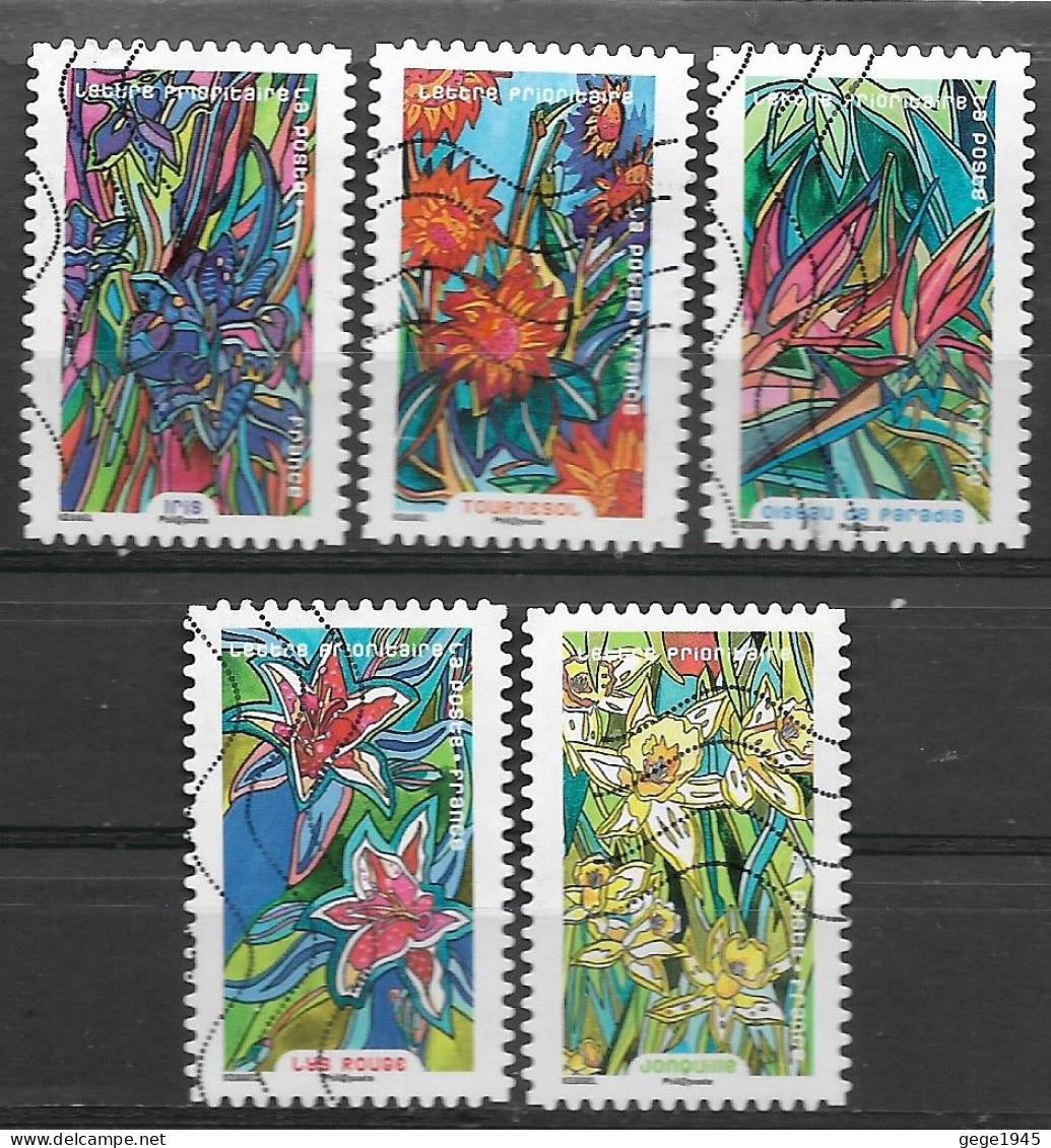 France 2016 Oblitéré Autoadhésif  N° 1302 - 1303 - 1306 - 1308 - 1310   "  Série  " Fleurs  à  Foisons  " - Used Stamps