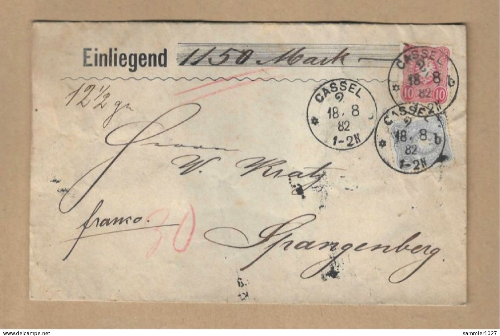 Los Vom 05.05  Wert-Briefumschlag Aus Cassel 1882 - Briefe U. Dokumente