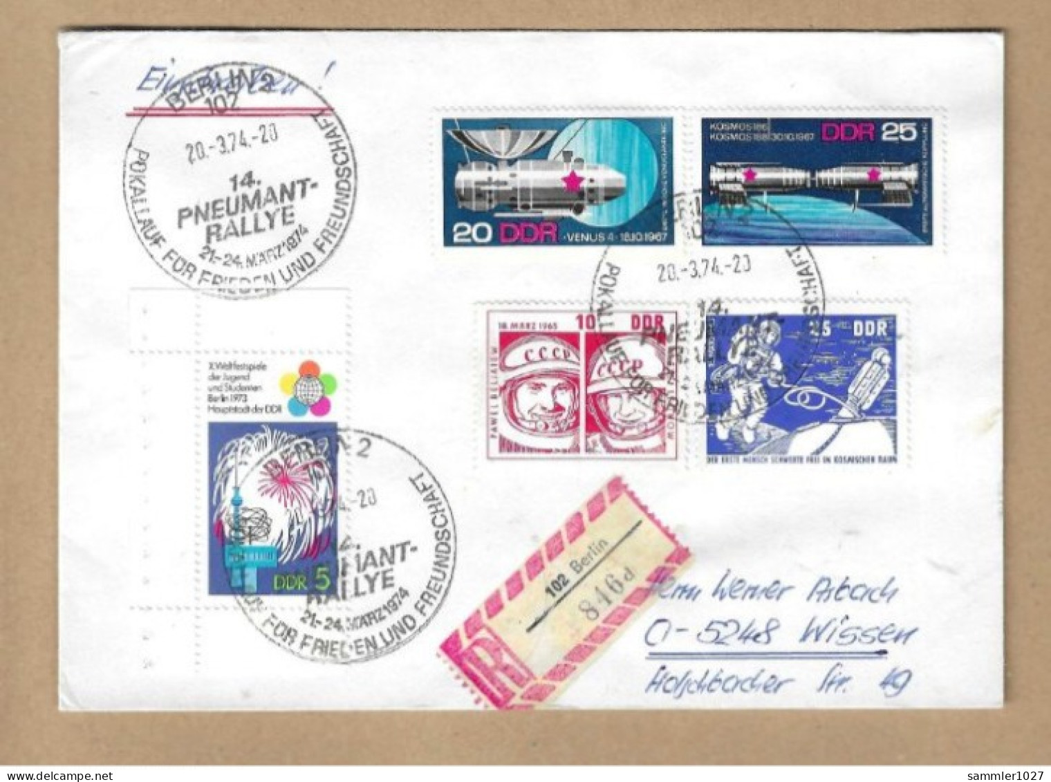 Los Vom 05.05  Einschreiben-Briefumschlöag Aus Berlin 1974 Pneumat Rallye - Briefe U. Dokumente