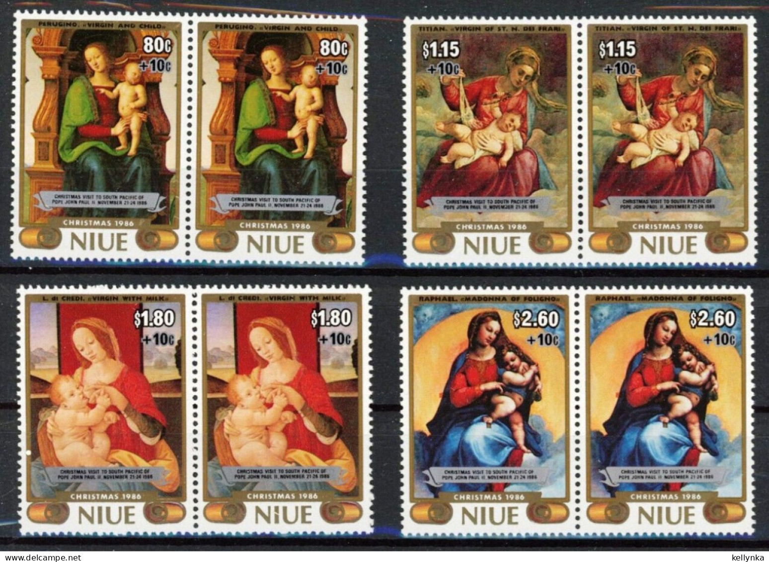 Niue - 690/693 - Pairs - Christmas - Overprinted - 1986 - MNH - Niue